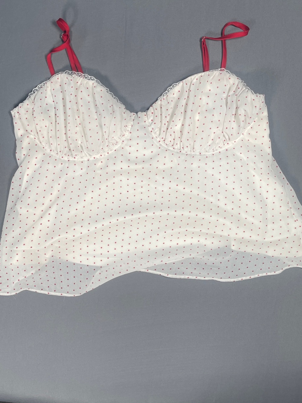 Wild Fable White & Pink Polka Dot Ruched Bust Cami Tank Top - Size XL